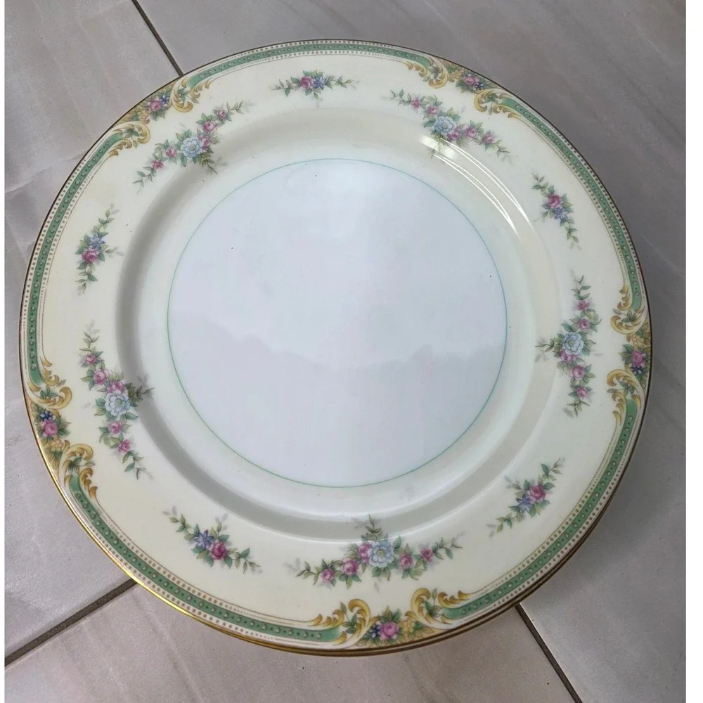 Noritake China Plaza Dinner Plates Set‎ of 5 Vintage Floral Gold Trim Japan 10